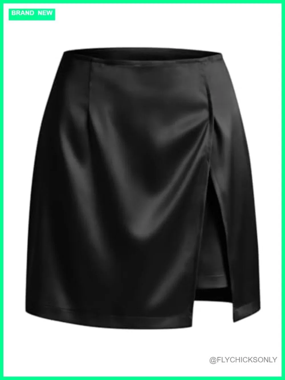 Satin Mini Skort with Built-in Shorts High Waist Side Slit Zipper Back A-Line